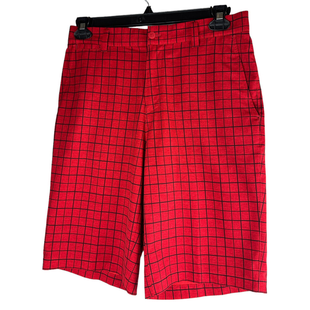 ✨2/$20 Nike Golf Tour Performance Dri-Fit Shorts 11" Red Plaid Chino Size 30 - Picture 3 of 8